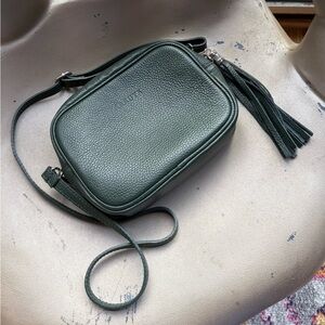 FARRUTX Dark Green Leather Crossbody Bag